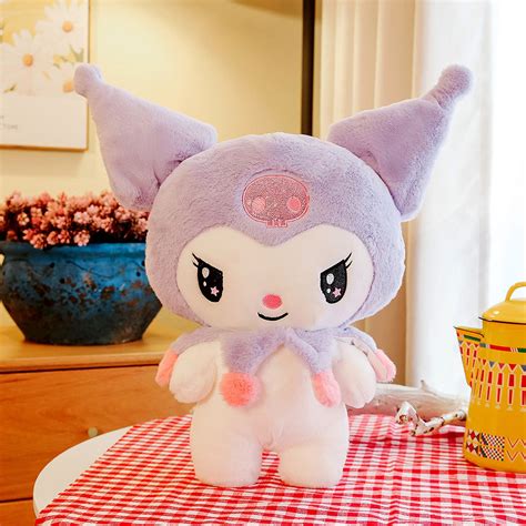 Sanrio Cartoon Kuromi Melody Plush Toy Purple Stuff Standing Doll Girl