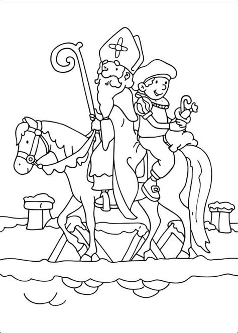 Coloriage Saint Nicolas et Père Fouettard télécharger et imprimer