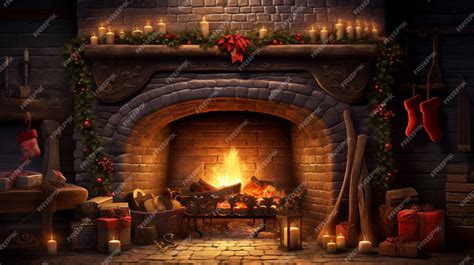 Premium Photo | Christmas fireplace scene realistic appearance