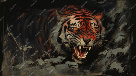 Premium Photo | Dark Tiger A Hauntingly Beautiful American Scene Painting