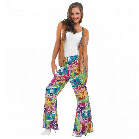 Hippie Patterned Flares Ladies Fancy Dress Costume