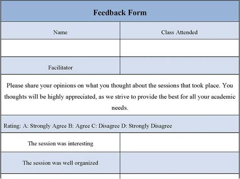 Feedback Form Template Editable Pdf Forms