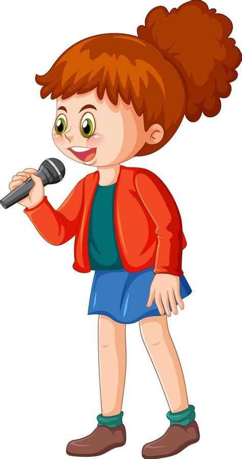 Singer Girl Cartoon Character Isolated 13763971 Vector Art At Vecteezy