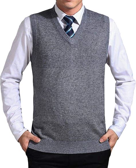 Solid Color Sweater Vest Men Cashmere Sweaters Wool Pullover Men V Neck