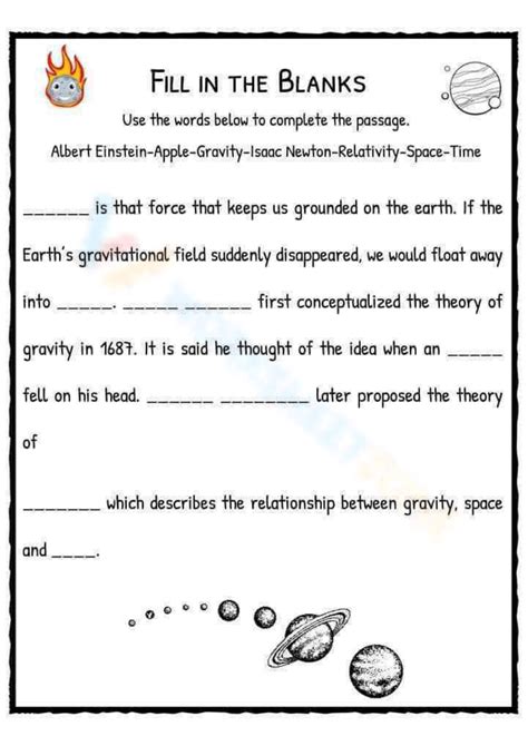 Free Printable Gravity Worksheets For Teaching And Learning