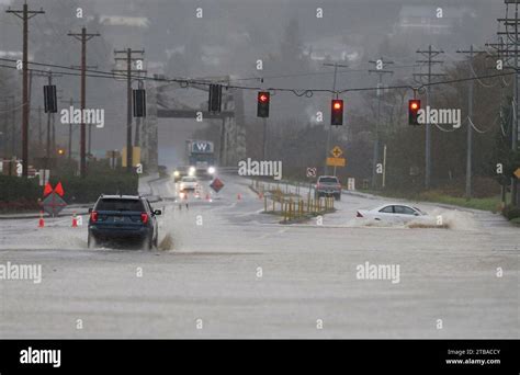 Heavy Rain Causes High Water And Flooding Along Highway 101 In