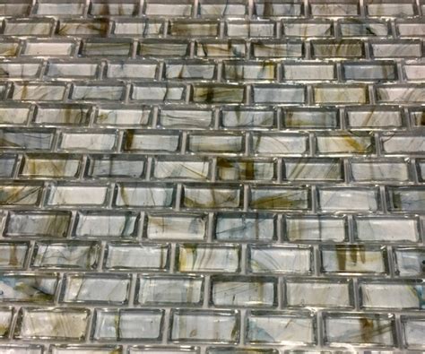 Mirabelle Lagoon Color Blue Green And Grey Brick Pattern Glass Tile Home