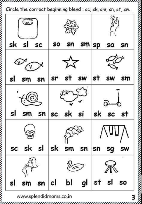 Letter S Beginning Blends Splendid Moms