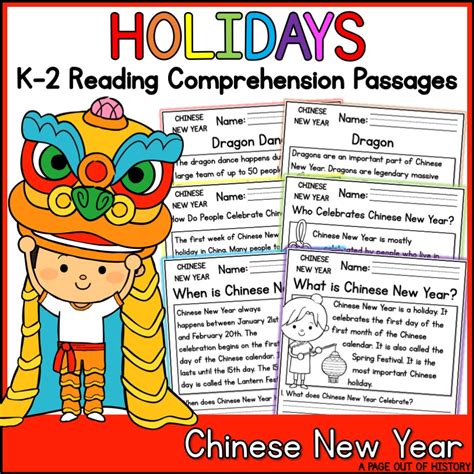 Chinese New Year Holidays Reading Comprehension Passages K Made By