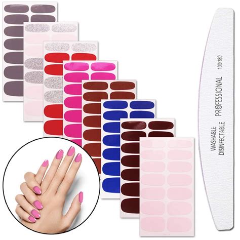 Manunclaims 8 Sheets Nail Polish Stickers With 1Pcs Nail File Pure