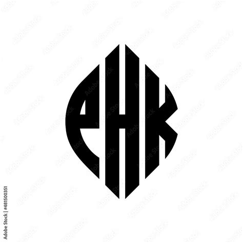 PHK circle letter logo design with circle and ellipse shape. PHK ellipse letters with ...