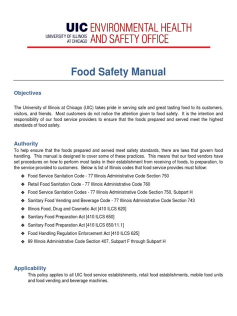 Food Safety Manual Pdf