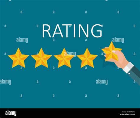 Flat Design Hand With Star Rating Evaluation System And Positive