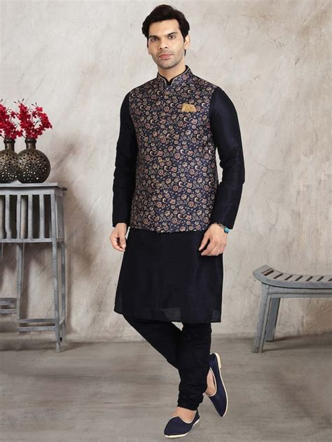 Black Kurta Pajama With Nehru Jacket