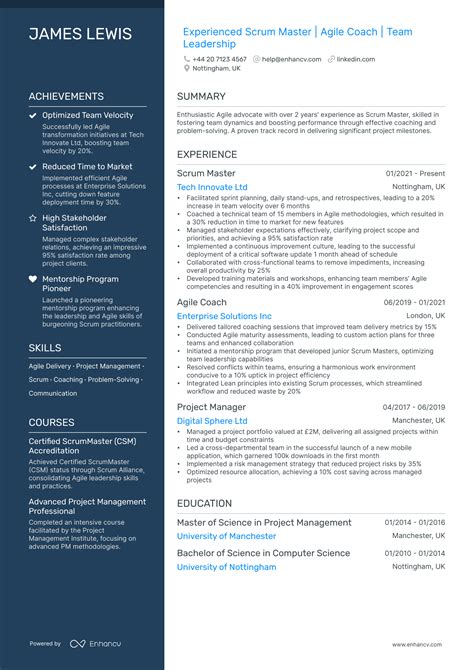 Scrum Master Cv Examples Guide For