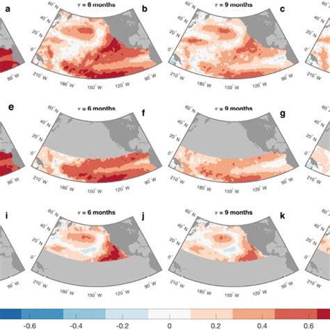 Maps Of Temporal Correlation For The Sst Anomalies Between The Lim