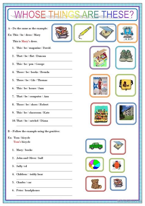 Possessive Case General Gramma English Esl Worksheets Pdf And Doc