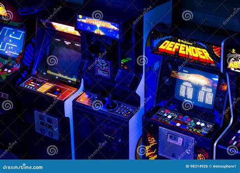 Detail On 90s Era Old Arcade Video Games In Gaming Bar Editorial Photo