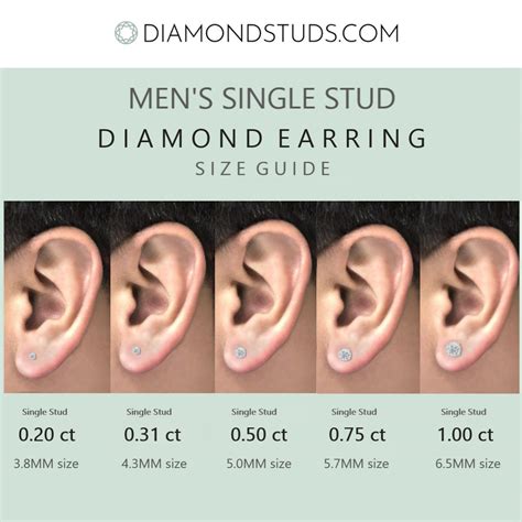 Men S Single Diamond Earring Size Guide