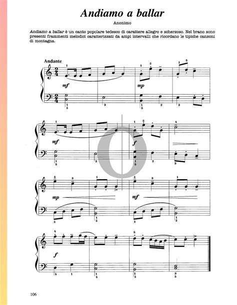 Andiamo A Ballar Anonymous Piano Sheet Music Oktav