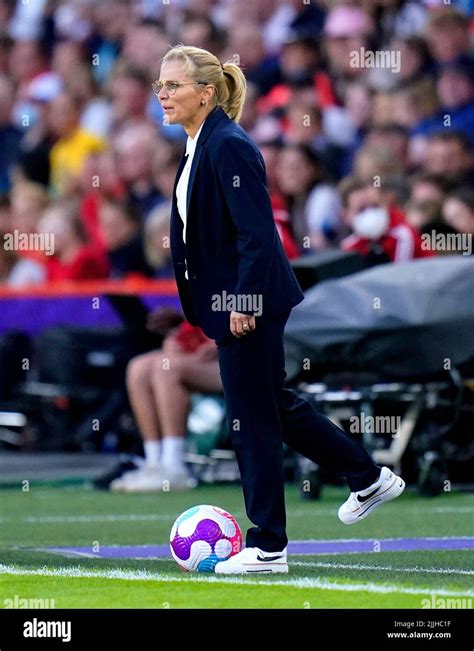 England Head Coach Sarina Wiegman Kicks The Ball Back Onto The Pitch