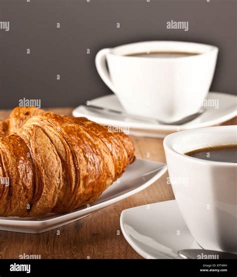 Coffee And Croissants Stock Photo Alamy