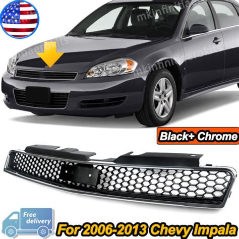 Front Grille Black Chrome Upper For Chevy Impala Monte Carlo Ss New