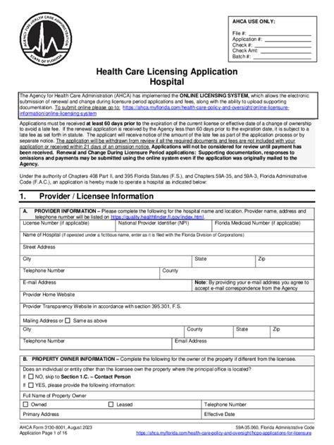 Fillable Online RTF Application Form AHCA Form 3180 5005 MyFlorida