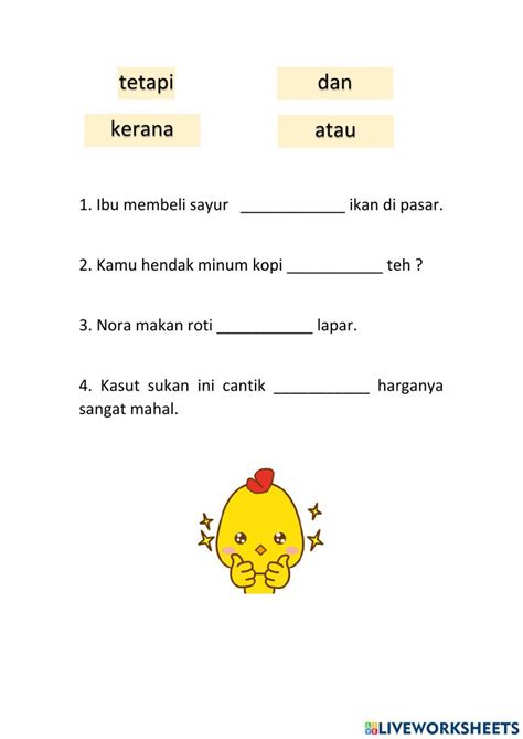 Kata Hubung Interactive Exercise For Sekolah Rendah Live Worksheets