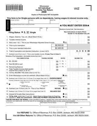 Resident Individual Income Tax Return EZ PDF