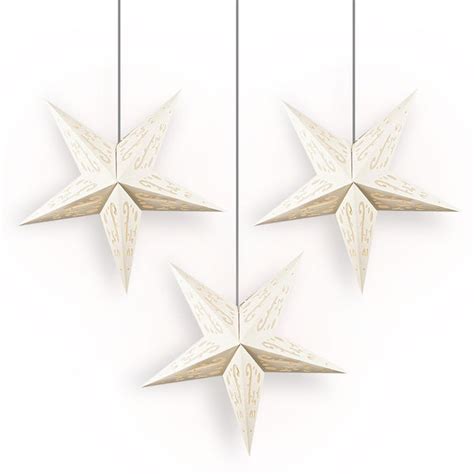 3 Pack 24 White Star Lantern W Tissue Kraftskiva Paper Star Lantern