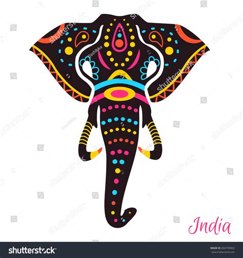 Indian Elephant Head Drawing Vector Illustration เวกเตอร์สต็อก ปลอดค่าลิขสิทธิ์ 266750963