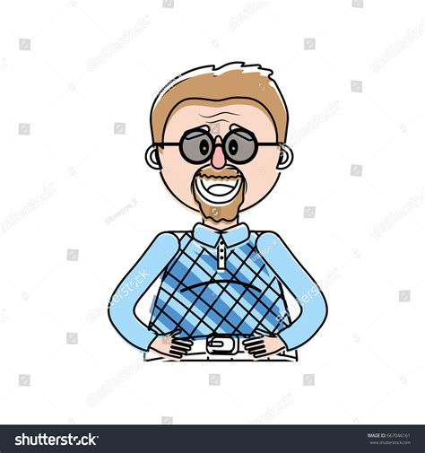 Old Man Glasses Hairstyle Stock Vector Royalty Free 667046161