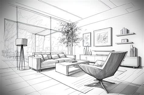 Sketch For An Interior Design Premium AI Generated Image