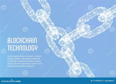 Block Chain Crypto Currency Blockchain Concept D Wireframe Chain