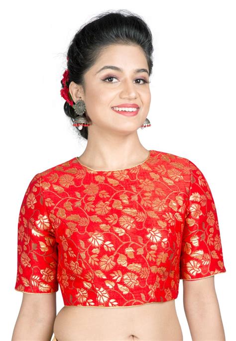 Buy Red Brocade Readymade Blouse Online At Lowest Price From