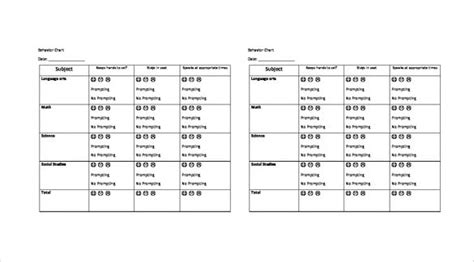 Behavior Tracking Chart