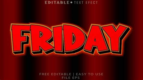 Premium Vector Friday Text Efect Color Red With Texture Background