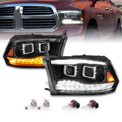 For Dodge Ram Black Led Drl Dual Projector