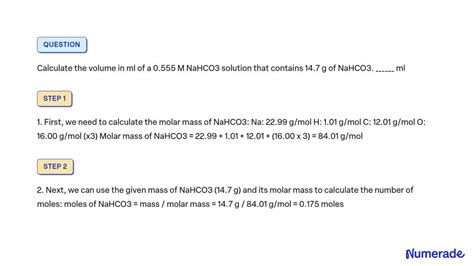 Solved Calculate The Volume In Ml Of A M Nahco Solution That