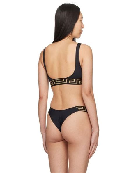 Versace Black Greca Border Bikini Top Lyst