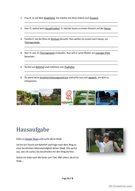 In Der Stadt Wegbeschreibun Deutsch Daf Arbeitsbl Tter Pdf Doc