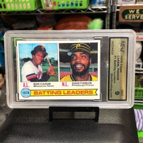 Vtg Topps Rod Carew Dave Parker Batting Leaders Card Graded Mint