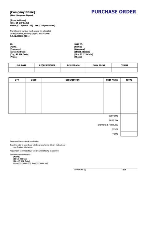 37 Free Purchase Order Templates In Word And Excel