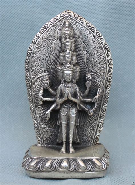 Plata Budismo Tibetano 1000 Brazos Avalukiteshvara De Diosa Guanyin