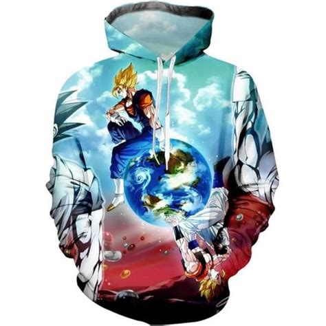 Sweat à Capuche Dragon Ball Goku Super Sayen 3D Imprimé Poche