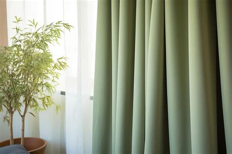 Premium AI Image | Thermal Insulated Curtains Hanging in a Welcoming Home