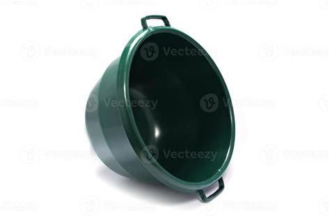 round plastic green washing up bowl isolated on white background. High ...