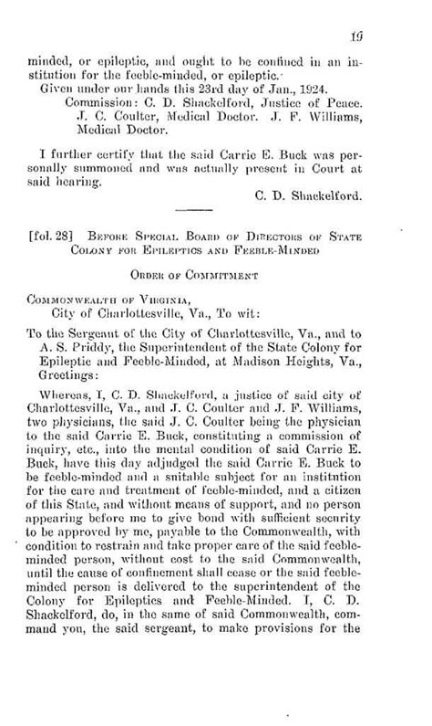 Carrie Buck Committed (January 23, 1924) - Encyclopedia Virginia