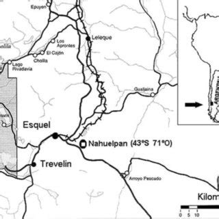 Map of the Mapuche-Tehuelche Nahuelpan community, Chubut Province ...